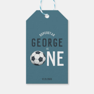 Kids Cute Soccer Sports Boys 1st Birthday Favor Gift Tags