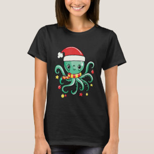 Kids Cute Squid Santa Xmas Octopus Pajama Family   T-Shirt
