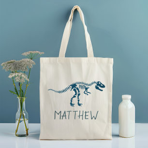 Kids Cute T-Rex Dinosaur Fossil Boys School Tote Bag