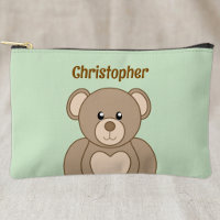 Kids cute teddy bear add a name brown green