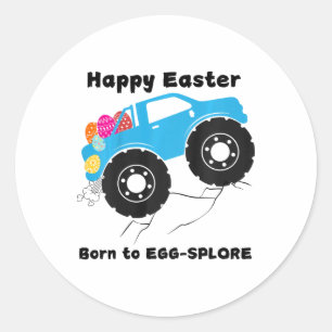 Kids Cute Truck Born To Eggs Easter Day Classic Round Sticker