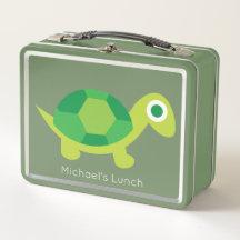 Kid's Cute Turtle Back to School Metal Lunchbox