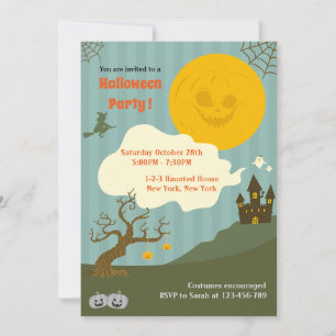 Kids Cute Vintage Halloween Party Invitation