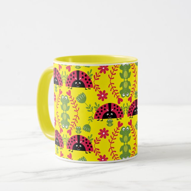 Kids Cute Whimsical ladybug Mug (Front Left)