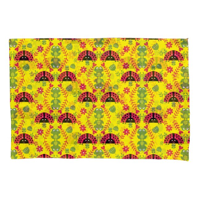 Kids Cute Whimsical ladybug Pillowcase (Front-Left)