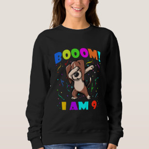 Kids Dabbing Beagle  Booom I Am 9 Boys Girls 9th B Sweatshirt