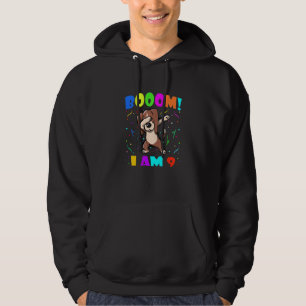 Kids Dabbing Beagle Booom I Am 9 Boys Girls 9th Bi Hoodie