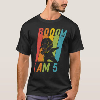 Kids Dabbing Birthday 5 Years Old Boys Vintage Ret T-Shirt