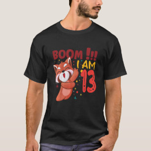 Kids Dabbing Birthday Boy Red Panda 13th Birthday T-Shirt