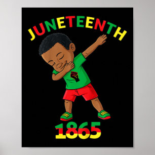 Kids Dabbing Black King Juneteenth 1865 Brown Skin Poster