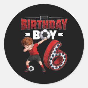 Kids Dabbing Boy 6 Year Old Soccer Player 6th Birt Classic Round Sticker