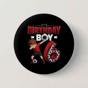 Kids Dabbing Boy 6 Year Old Soccer Player 6th Birt Cm Round Badge