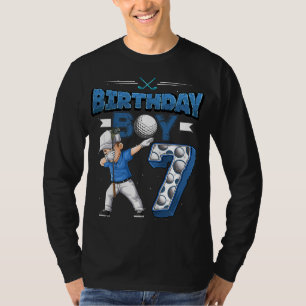 Kids Dabbing boy 7 year old Golf Player 7th birthd T-Shirt