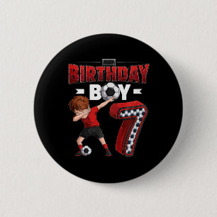 Kids Dabbing Boy 7 Year Old Soccer Player 7th Birt 6 Cm Round Badge