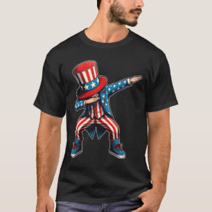 Kids Dabbing Boy American Flag Us Patriotic 4th Of T-Shirt