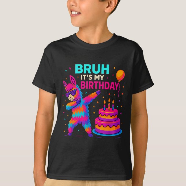 Kids Dabbing Llama Birthday Funny Bday Party Tee  (Front)