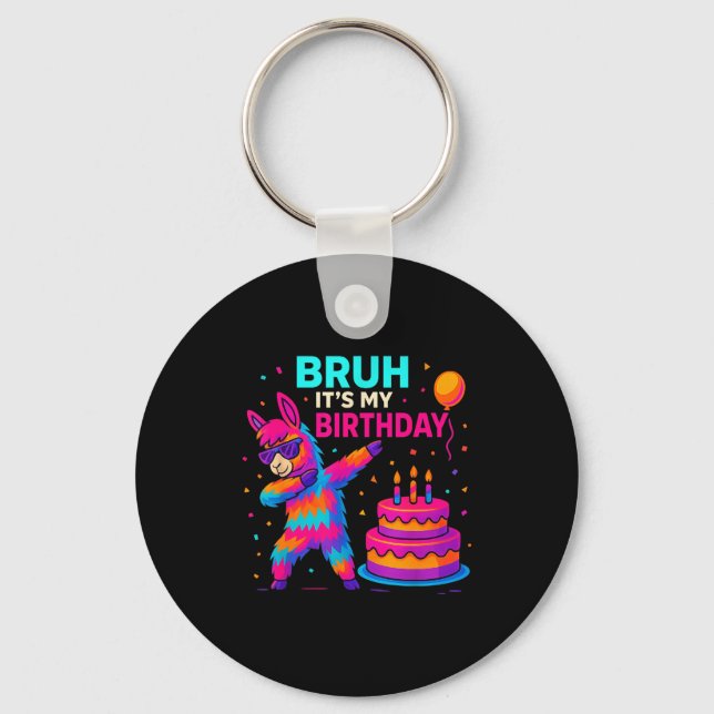 Kids Dabbing Llama Birthday Funny Bday Party Tee  Key Ring (Front)