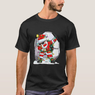 Kids Dabbing Santa Lights Christmas Soccer Santa B T-Shirt