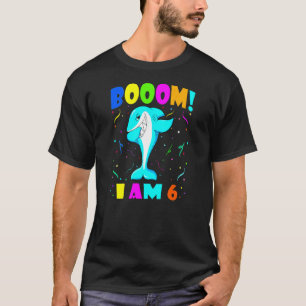 Kids Dabbing Shark Booom I Am 6 Boys Girls 6th Bir T-Shirt