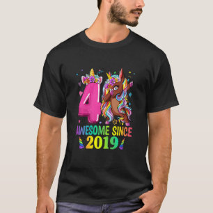 Kids Dabbing Unicorn 4th Birthday Girl Unicorn Par T-Shirt