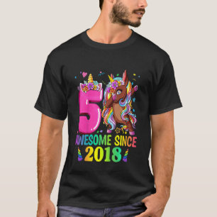 Kids Dabbing Unicorn 5th Birthday Girl Unicorn Par T-Shirt