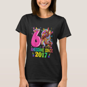 Kids Dabbing Unicorn 6th Birthday Girl Unicorn Par T-Shirt