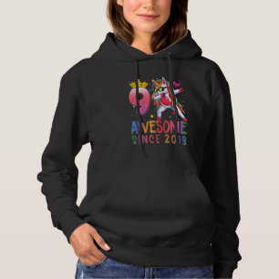 Kids Dabbing Unicorn 9th Birthday 9 Year Old Aweso Hoodie