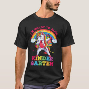 Kids Dabbing Unicorn Im Ready To Rock Kindergarten T-Shirt