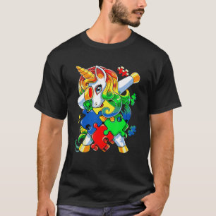 Kids Dabbing Unicorn Puzzle Piece Autism Awareness T-Shirt