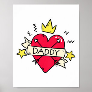 Kids Daddy Heart Tattoo Valentines Day For Boys Gi Poster