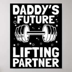 Kids Daddy's Lifting Partner Strength Gym Funny Bo Poster