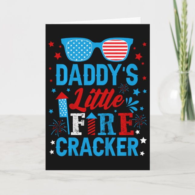 Kids Daddys Little Firecracker Independence Day Fi Card (Front)