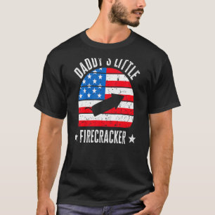 Kids Daddys The Little Firecracker 4th Of July Tod T-Shirt
