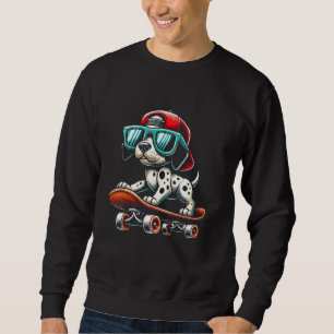 Kids Dalmatian On A Skateboard Skater Boys 1 Sweatshirt
