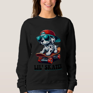 Kids Dalmatian On A Skateboard Skater Boys Sweatshirt