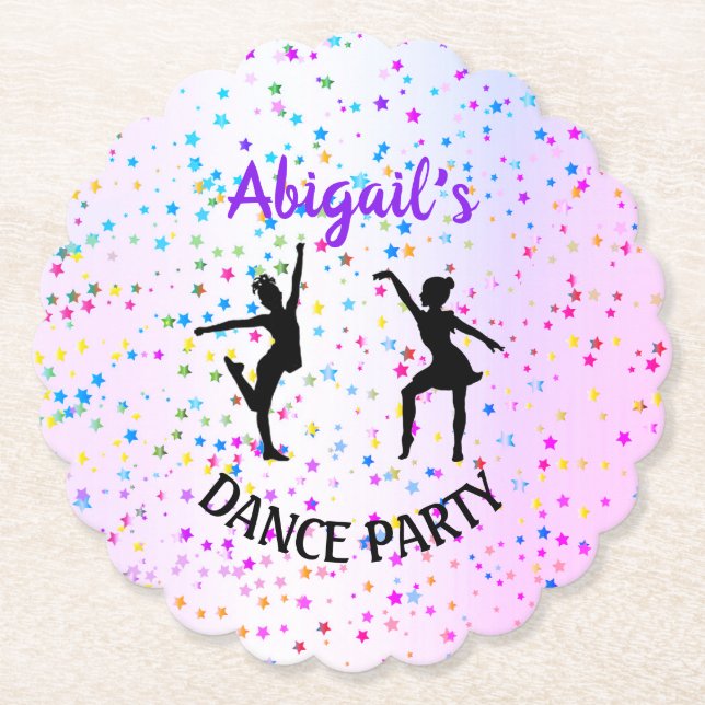 Kids Dance Shades of Colour and Stars All Over Paper Coaster (Front)
