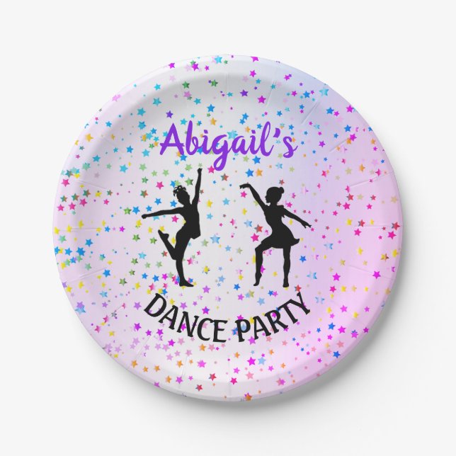 Kids Dance Shades of Colour and Stars All Over Paper Plate (Front)