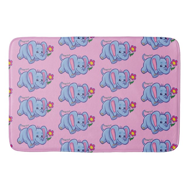 Kids Dancing Elephant Daisy Bath Mat (Front)