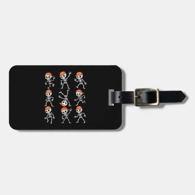 Kids Dancing Skeleton Halloween Luggage Tag (Front Horizontal)