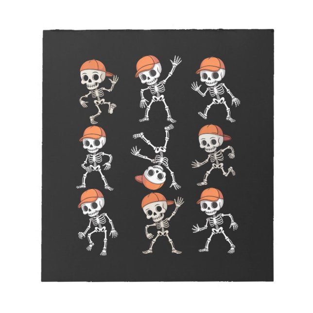 Kids Dancing Skeleton Halloween Notepad (Front)
