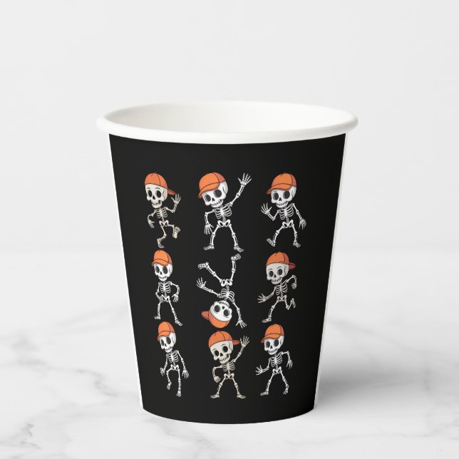 Kids Dancing Skeleton Halloween Paper Cups (Front)