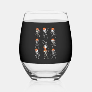 Kids Dancing Skeleton Halloween Stemless Wine Glass