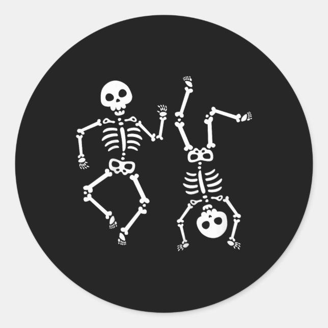 Kids Dancing Skeletons Halloween Shirt For Boy Gir Classic Round Sticker (Front)