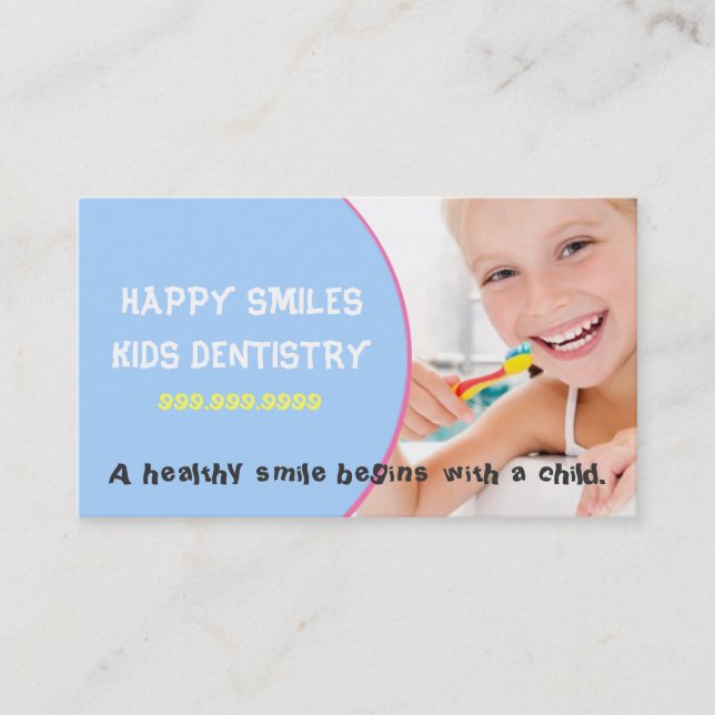 Kids Dentist Dental Dentistry Doctor Smile Business Card (Front)