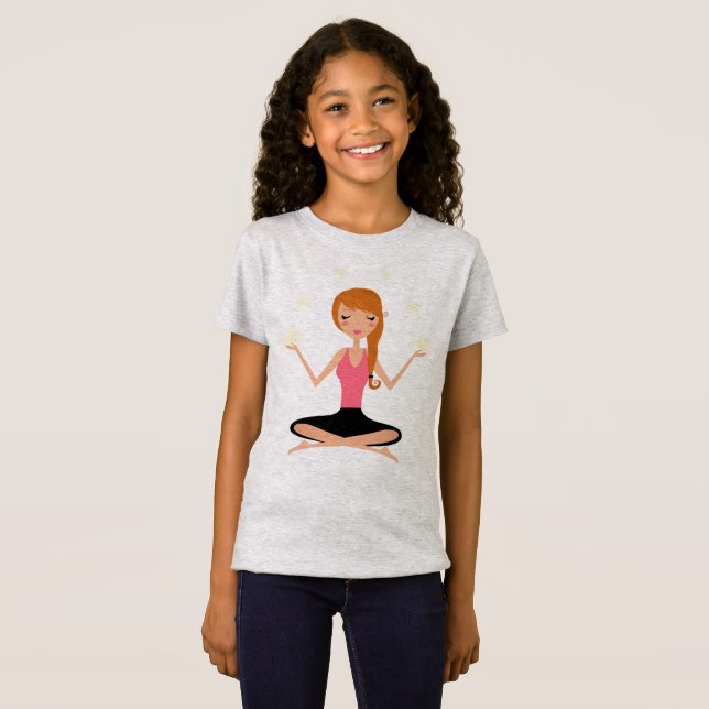 Kids designers t-shirt grey with Yoga asana (Front Full)