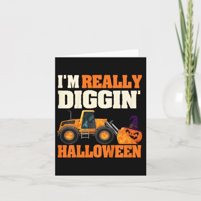 Kids Digging Halloween Pumpkin Truck Kids Toddler  Card (Front)