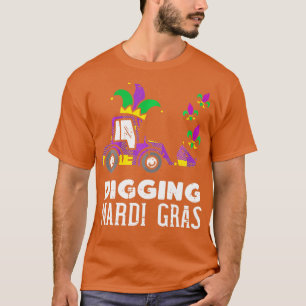 Kids Digging Mardi Gras Bulldozer Truck Cute Boys T-Shirt