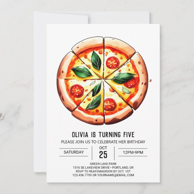 Kids Digital Pizza Birthday Invitation (Front)