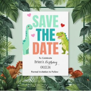 Kids Dino Birthday Party Save The Date Invitation