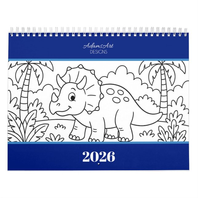 Kids Dino Coloring Calendar (Cover)
